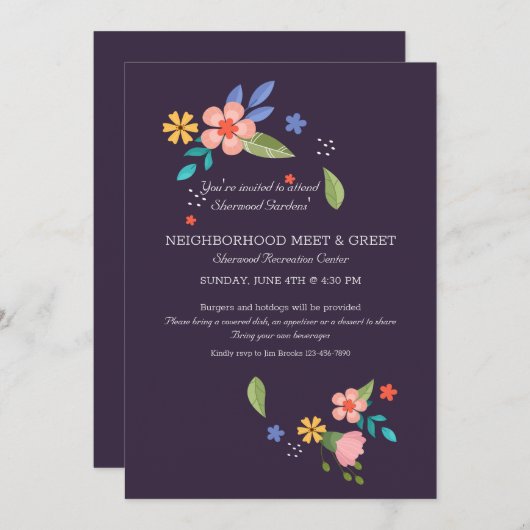 Flora und Fauna Einladung (Vorne/Hinten)