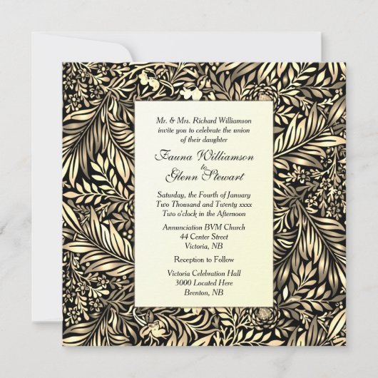 Flora und Fauna Goldene Hochzeit Einladung (Vorderseite)