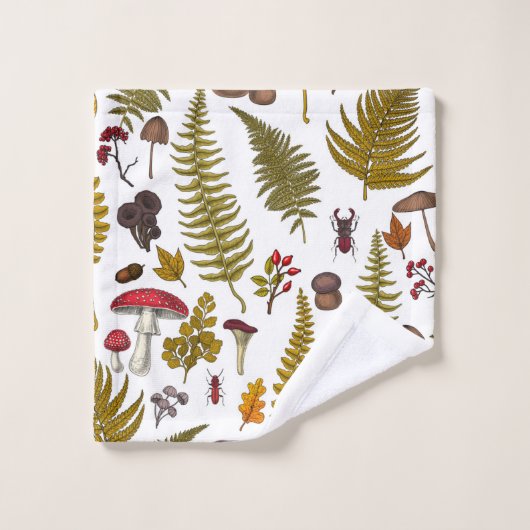 Flora und Fauna im Waldgebiet 2 Badhandtuch Set (Waschlappen)