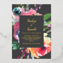 Flora und Fauna Lux Wedding Gold Folieneinladung