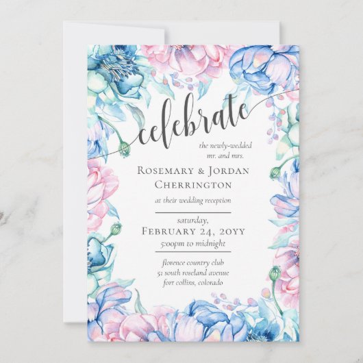 Flora und Fauna mit rustikalem Holz Einladung (Vorderseite)