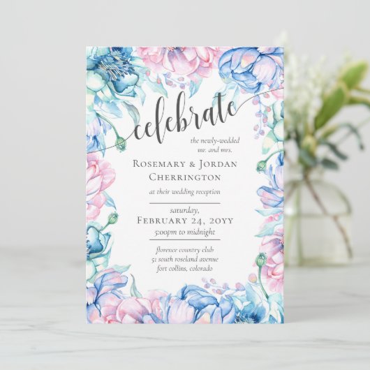 Flora und Fauna mit rustikalem Holz Einladung (Stehend Vorderseite)