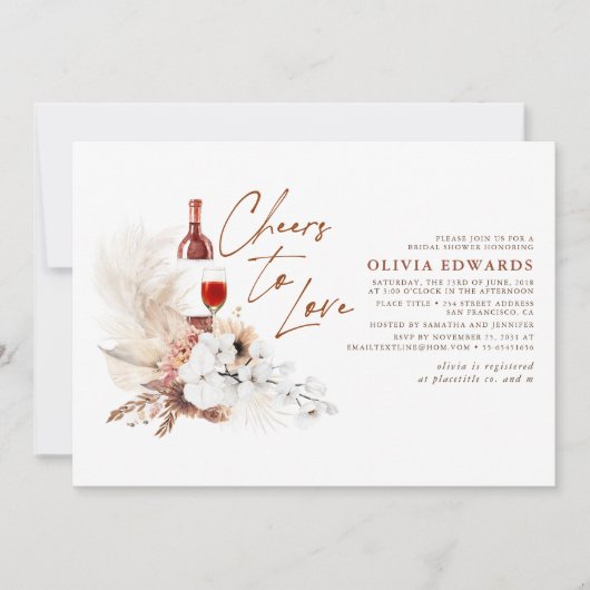 Flora und Fauna Terracotta auf dem Boho Weinkultur Einladung (Vorderseite)