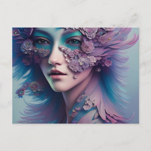 Flora und Federn Frauen Postkarte (Vorderseite)