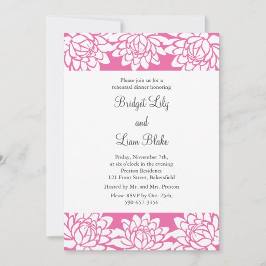 Flora und moderne Probe Abendessen Einladung (Vorderseite)