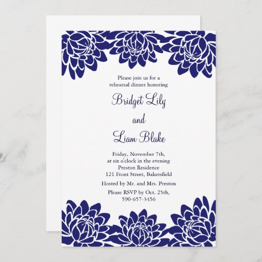 Flora und moderne Probe Einladung (Vorne/Hinten)