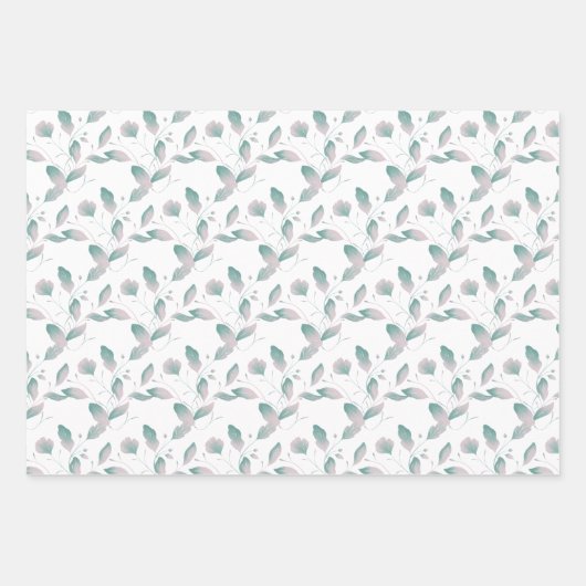 Flora und Schmetterling Geschenkpapier Set (Vorderseite 2)