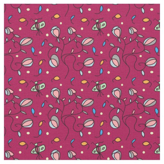 Flora und Schmetterlingsmuster — rosa Stoff (Nahaufnahme)
