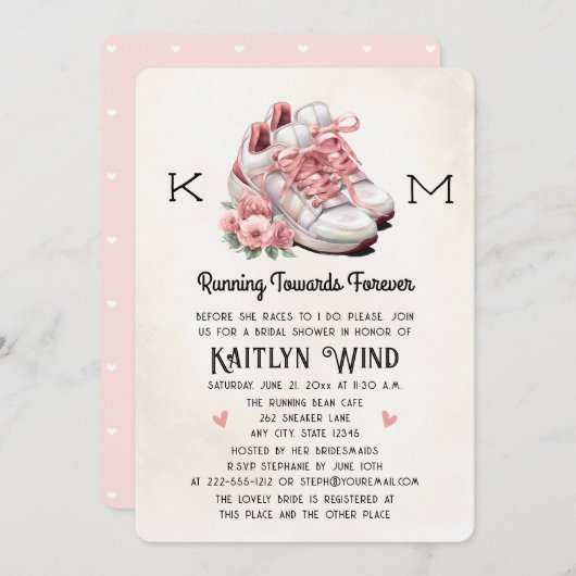 Flora und Sneakers Runner Themed Brautparty Einladung (Vorne/Hinten)
