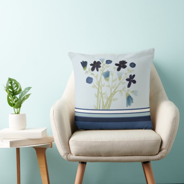 Flora und Streifen Kissen (Stuhl )