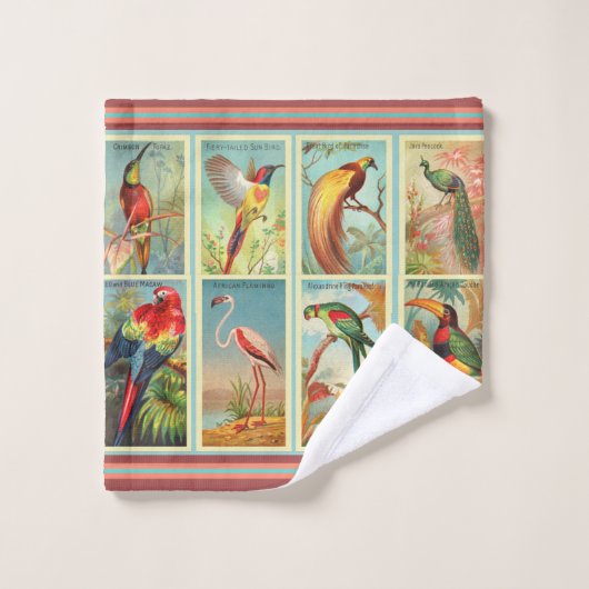 Flora und Vögel Badhandtuch Set (Waschlappen)