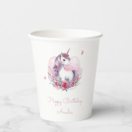 Flora-Unicorone Wasserfarbe Magische Geburtstagspa Pappbecher