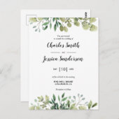 Flora Verde Invitación Postkarte (Vorne/Hinten)