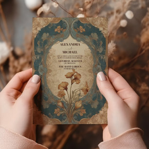 Flora Vintage Art Nouveau Hochzeit Einladung