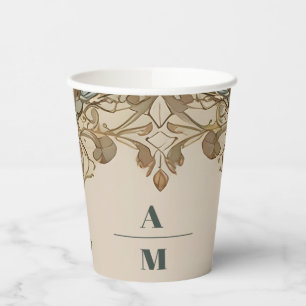 Flora Vintage Art Nouveau Hochzeit Pappbecher
