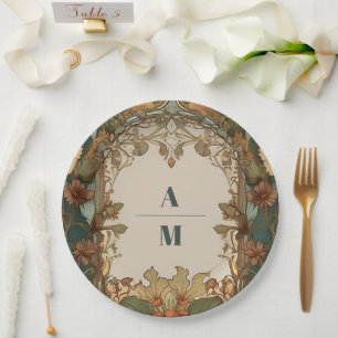 Flora Vintage Art Nouveau Hochzeit  Pappteller