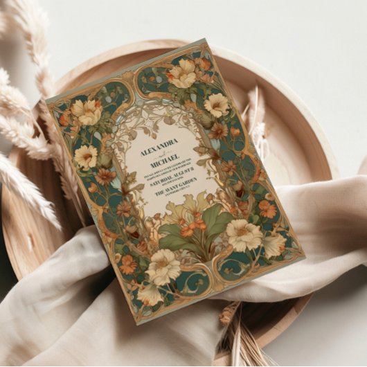 Flora Vintage Jugendstil-Hochzeit Acryleinladungen