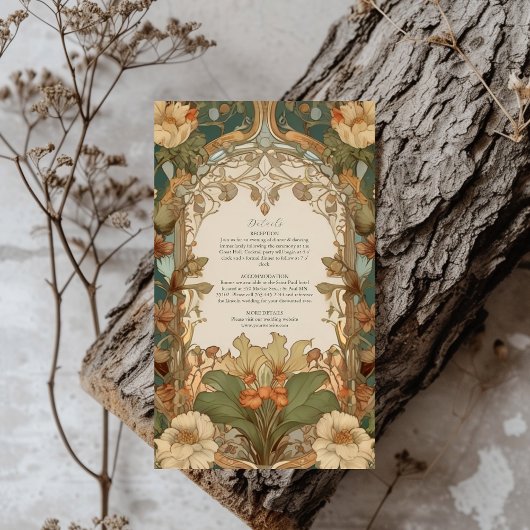 Flora Vintage Jugendstil-Hochzeit Begleitkarte