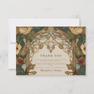 Flora Vintage Jugendstil-Hochzeit Dankeskarte
