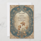 Flora Vintage Jugendstil-Hochzeit Einladung (Vorderseite)