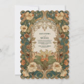 Flora Vintage Jugendstil-Hochzeit Einladung (Vorderseite)