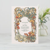 Flora Vintage Jugendstil-Hochzeit Einladung (Stehend Vorderseite)