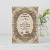 Flora Vintage Jugendstil-Hochzeit Einladung (Stehend Vorderseite)