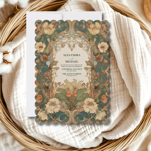 Flora Vintage Jugendstil-Hochzeit Einladung