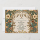 Flora Vintage Jugendstil-Hochzeit Einladung (Vorderseite)
