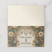 Flora Vintage Jugendstil-Hochzeit Platzkarte (Außenseite Aufgefaltet)