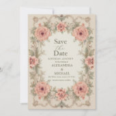 Flora Vintage Jugendstil-Hochzeit Save The Date (Vorderseite)