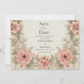 Flora Vintage Jugendstil-Hochzeit Save The Date (Vorderseite)