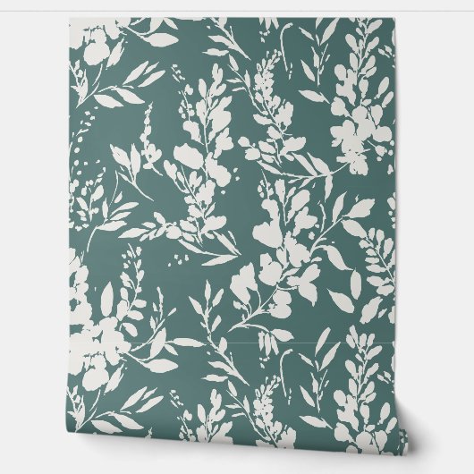 Flora wallpaper in teal and white tapete (Abrollen)