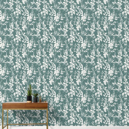 Flora wallpaper in teal and white  tapete