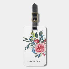 Flora Wasserfarbe Elegant Personalisiert Gepäckanhänger
