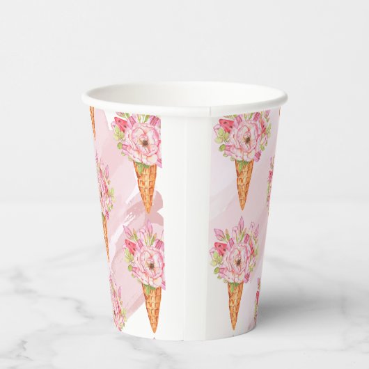 Flora Wasserfarbe Ice Creme Pappbecher (Rechts)