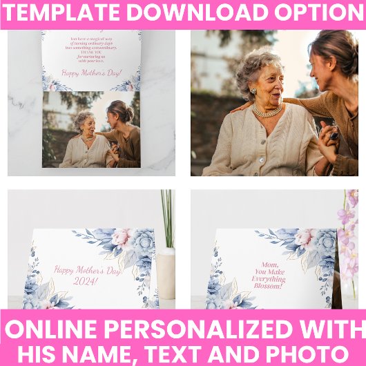 Flora Wasserfarben Eleganter Muttertag Karte