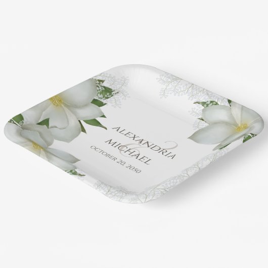 Flora Wasserfarben Magnolia Blume Magnolia Pappteller (Gewinkelt)