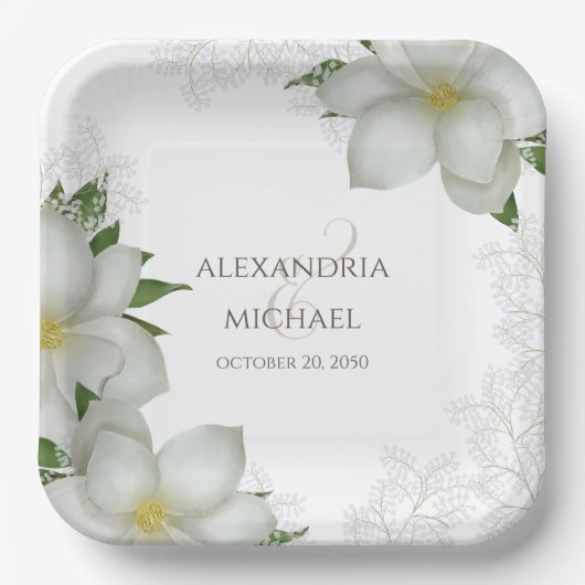 Flora Wasserfarben Magnolia Blume Magnolia Pappteller (Vorderseite)