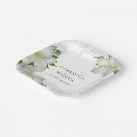 Flora Wasserfarben Magnolia Blume Magnolia Pappteller (Gewinkelt)