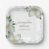 Flora Wasserfarben Magnolia Blume Magnolia Pappteller (Vorderseite)