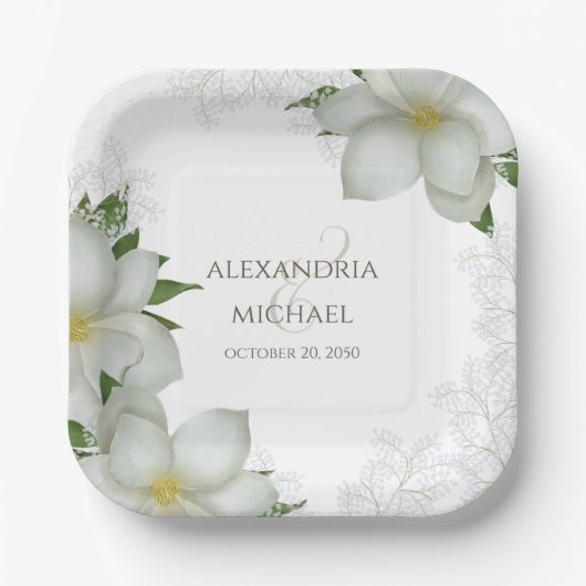 Flora Wasserfarben Magnolia Blume Magnolia Pappteller (Vorderseite)