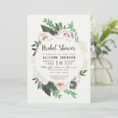 Flora-weiße, grüne Brautparty-Karte Einladung (Stehend Vorderseite)