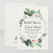 Flora-weiße, grüne Brautparty-Karte Einladung (Vorne/Hinten)
