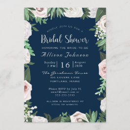 Flora-weiße, grüne Brautparty-Karte Einladung