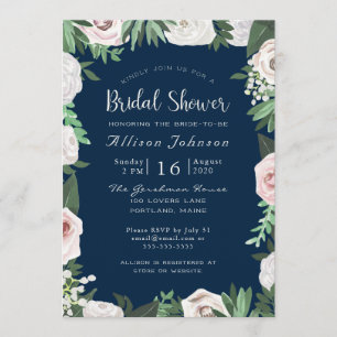Flora-weiße, grüne Brautparty-Karte Einladung