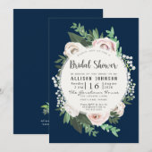 Flora-weiße, grüne Brautparty-Karte Einladung (Vorne/Hinten)