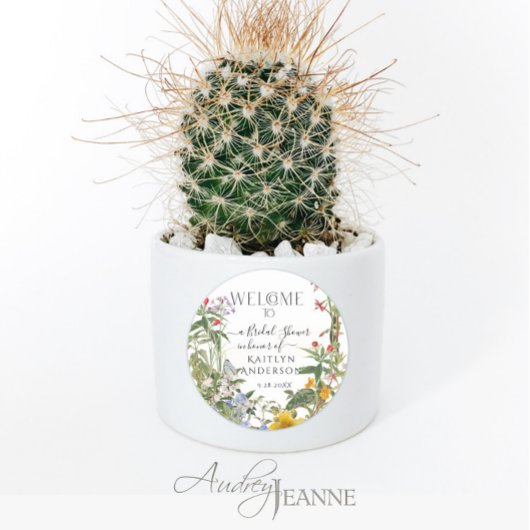 Flora Wildblume Aquarell Willkommen Brautparty Runder Aufkleber