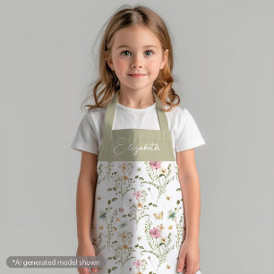 Flora Wildblume Kinder Girl Personalisiert Schürze