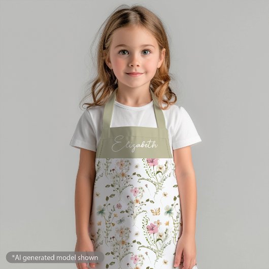 Flora Wildblume Kinder Girl Personalisiert Schürze